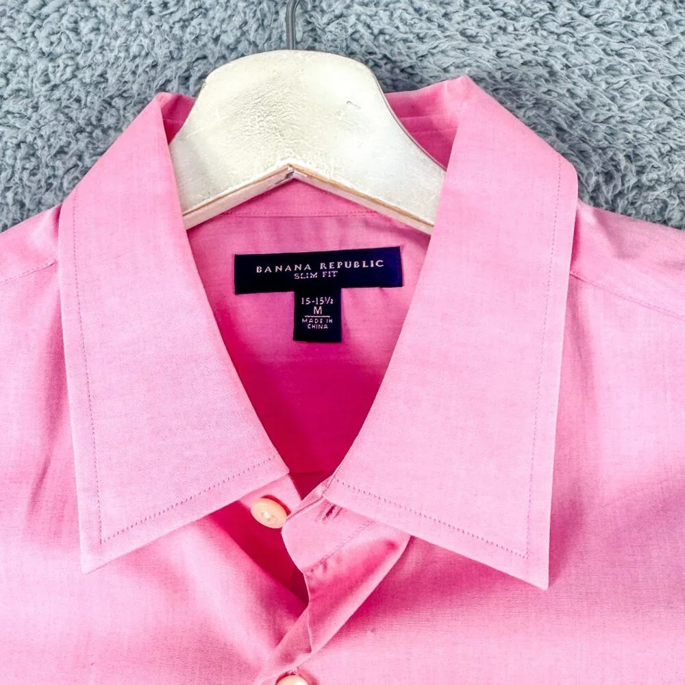 Banana Republic Shirt Mens Medium Slim Pink Outdoor Business Casual Preppy Work‎